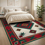 Southwestern Red Green Geometric Diamond Rug