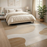 Beige and Neutral Abstract Area Abstract Beige Organic Shapes Area Rug