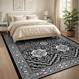 Intricate Traditional Persian Intricate Black White Persian Area Rug