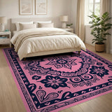 Elegant Pink Persian Floral Area Rug