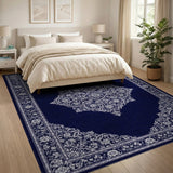 Traditional Persian Medallion Navy Blue Traditional Persian Medallion Rug