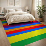 Geometric Modern Multi-color and Patterns Vibrant Rainbow Stripe Area Rug