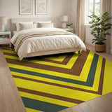 Bold Yellow Chevron Striped Area Rug