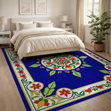 Navy Blue Persian Floral Medallion Rug