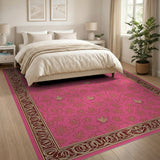 Pink Leaf Vine Floral Area Rug