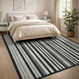 Bold Black White Vertical Stripe No. 12 Area Rug
