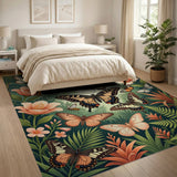 Vibrant Butterfly Jungle Garden Rug