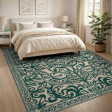 Blue and Teal Teal Floral Traditional Persian Area Rug