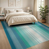 Vertical Striped Blue Teal Coastal Rug