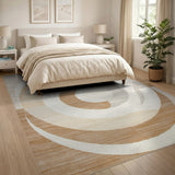 Beige Geometric Swirl Area Rug