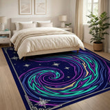Starry Aurora Swirl Abstract Area Rug