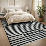 Black White Plaid Farmhouse Area Rug