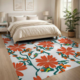 Floral Vintage Vibrant Red Floral Pattern Area Rug