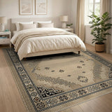 Intricate Beige Persian Border Area Rug