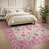Pink Ornate Pink Floral Persian Area Rug