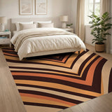 Orange Chevron Zigzag Geometric Area Rug