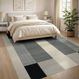 Black and White Modern Geometric Black Grey Area Rug