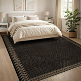 Intricate Black Gold Persian Area Rug