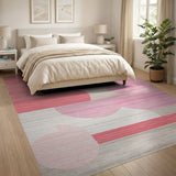 Bold Pink Red Geometric Modern Area Rug