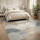 Layered Wave Beige Area Rug