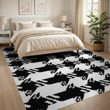 Houndstooth Black White Geometric Area Rug