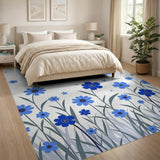 Whimsical Blue Cornflower Star Meadow Rug