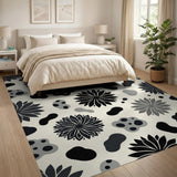 Monochrome Abstract Floral Area Rug