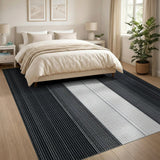 Geometric Modern Bold Black White Striped Geometric Area Rug