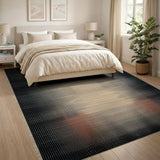 Modern Halftone Geometric Area Rug in Black Beige
