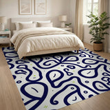 Navy Abstract Organic Shapes Area Rug