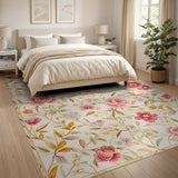 Floral Vintage Pink Pink Peony Floral Vintage Area Rug