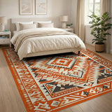 Bold Orange Southwestern Geometric Orange Area Rug