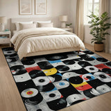 Vinyl Records Geometric Area Rug