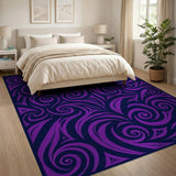 Purple Swirling Tribal Area Rug