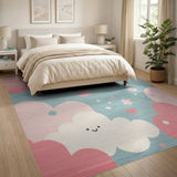 Adorable Kawaii Clouds Stars Kids Area Rug