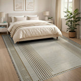 Beige Geometric Lattice Border Area Rug