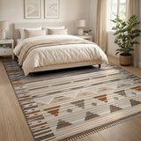 Beige Grey Rust Geometric Triangle Area Rug