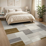 Beige Gray Modular Geometric Area Rug