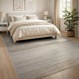Geometric Modern Beige Tan Horizontal Striped Woven Rug