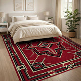 Red Red Art Deco Geometric Area Rug