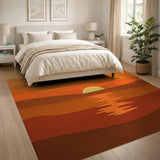Layered Orange Sunset Horizon Area Rug