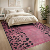 Pink Leopard Spot Striped Area Rug