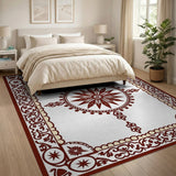 Red Medallion Persian Area Rug with Ornate Borders