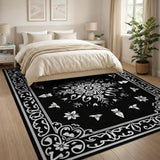 Intricate Black White Mandala Floral Rug