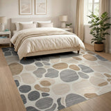 Beige and Neutral Neutral Pebble Abstract Area Rug