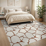 Beige Organic Cracked Pattern Area Rug