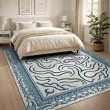 Ornate Blue Swirl Persian Area Rug