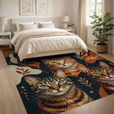 Orange Tabby Cats Abstract Area Rug