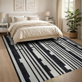 Bold Black White Geometric Stripe Geometric Modern Rug