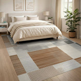 Abstract Geometric Beige Brown Area Rug